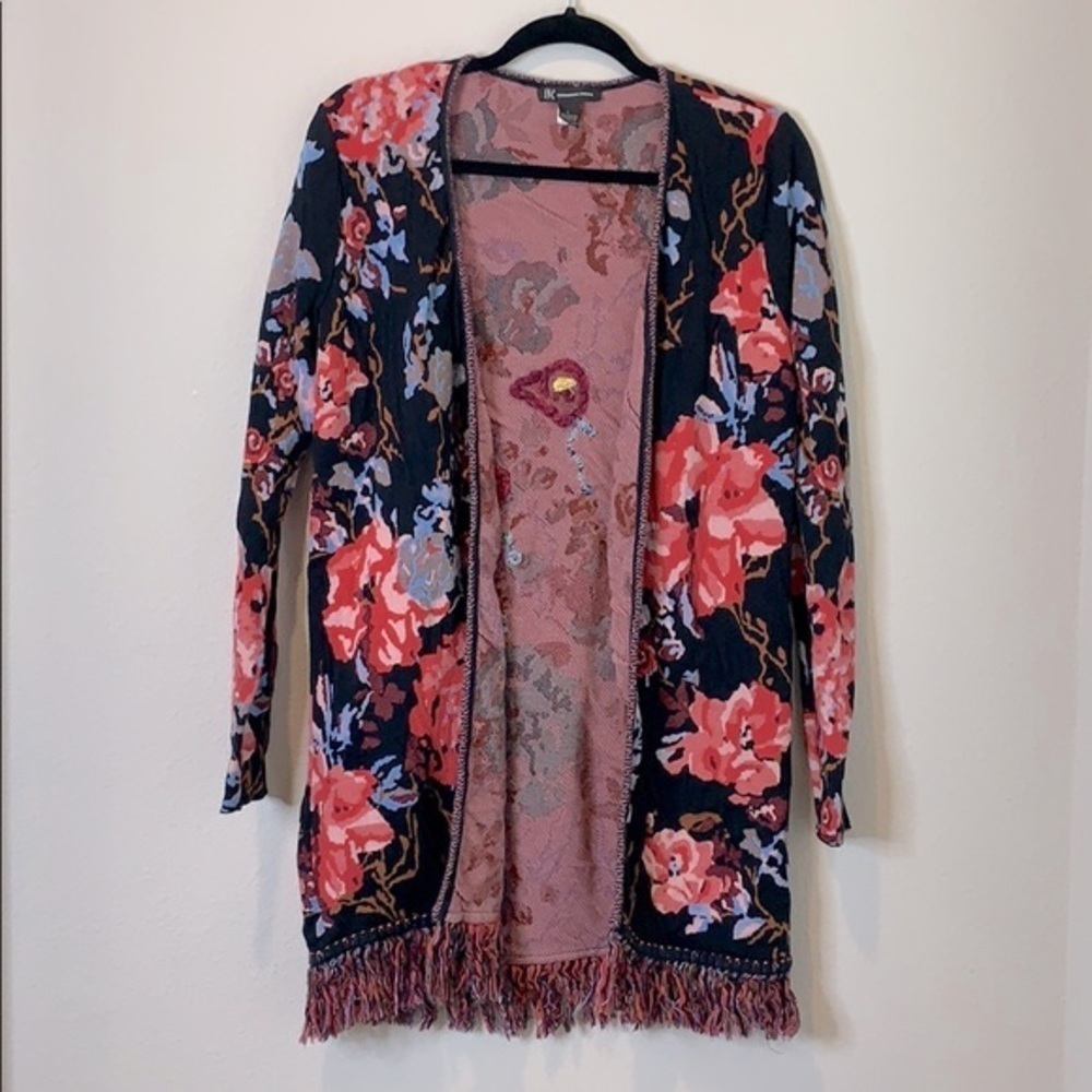 Boho Floral Sweater Kimono